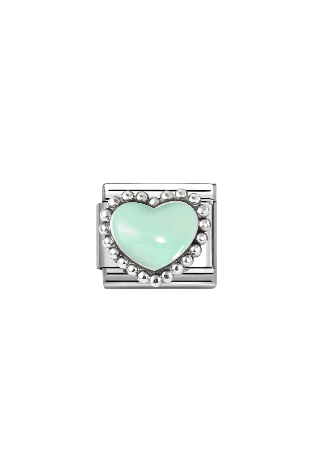 Classic Symbol 925 Sterling Silver Pastel Green Raised Heart