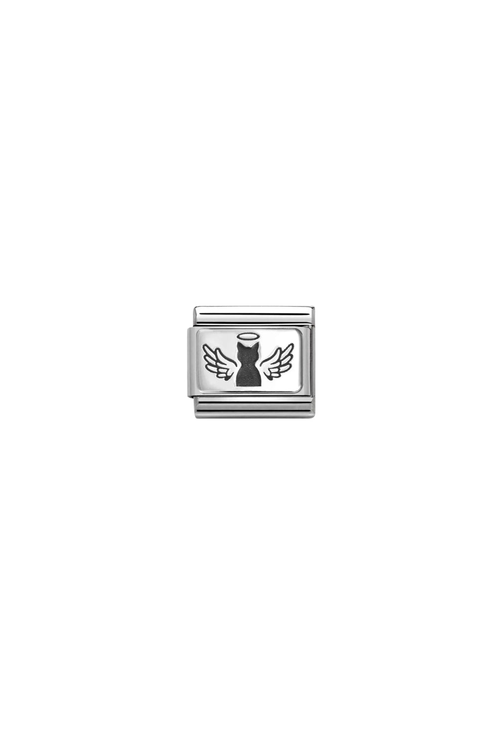 Classic Symbol Steel and 925 Sterling Silver Angel Cat