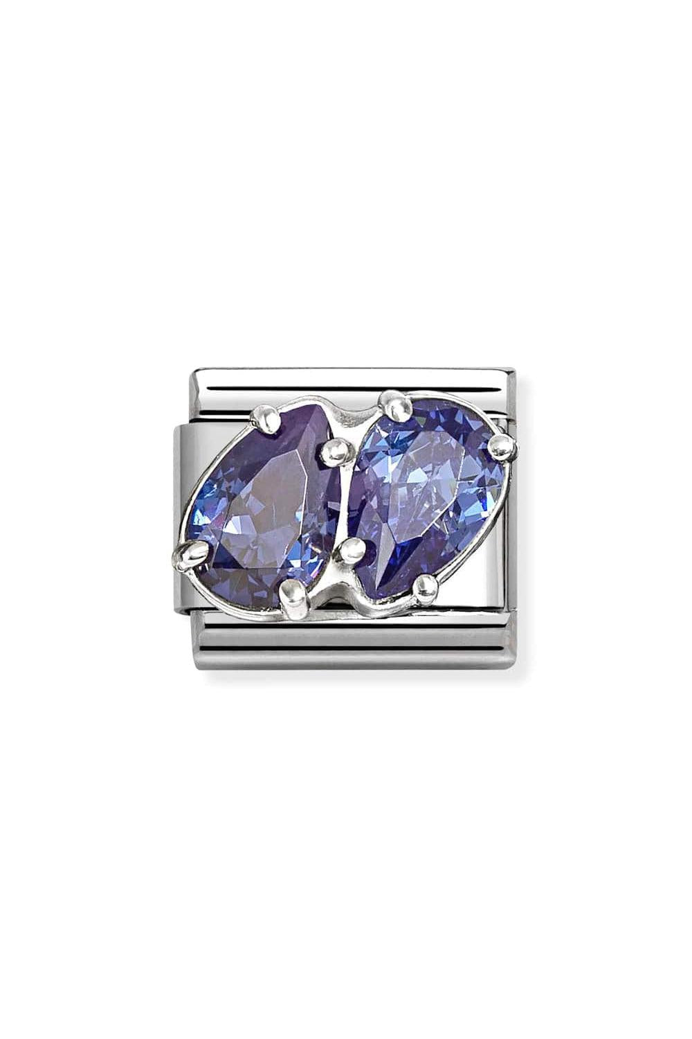 Classic cz & 925 Sterling Silver Blue Double Drops