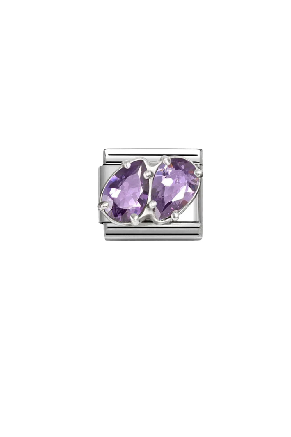 Classic cz & 925 Sterling Silver Light Purple Double Drops