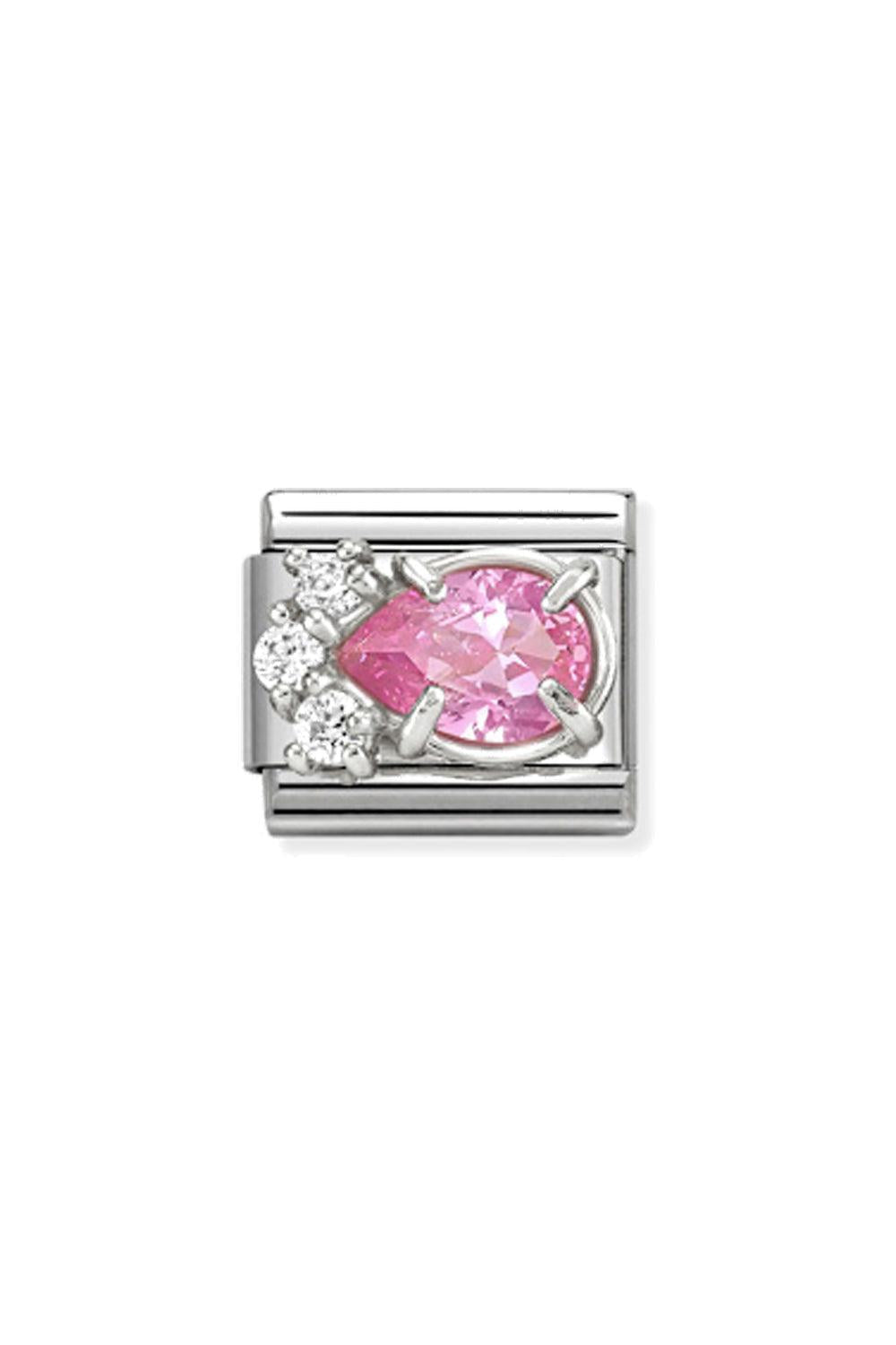 Classic cz & 925 Sterling Silver Pink Drop