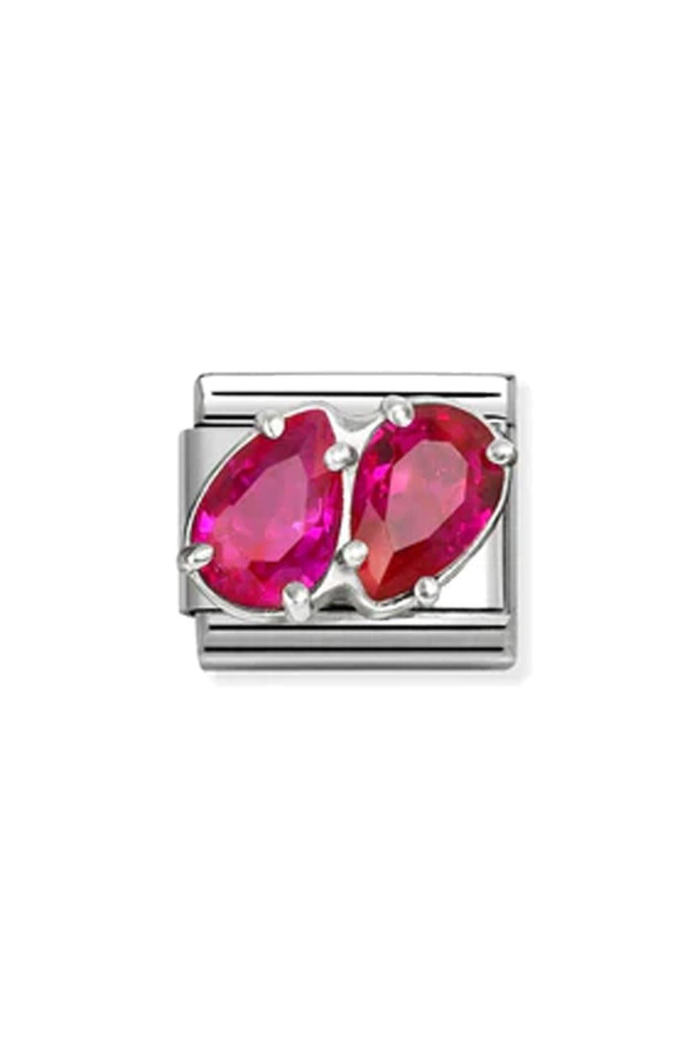 Classic cz & 925 Sterling Silver Red Double Drops