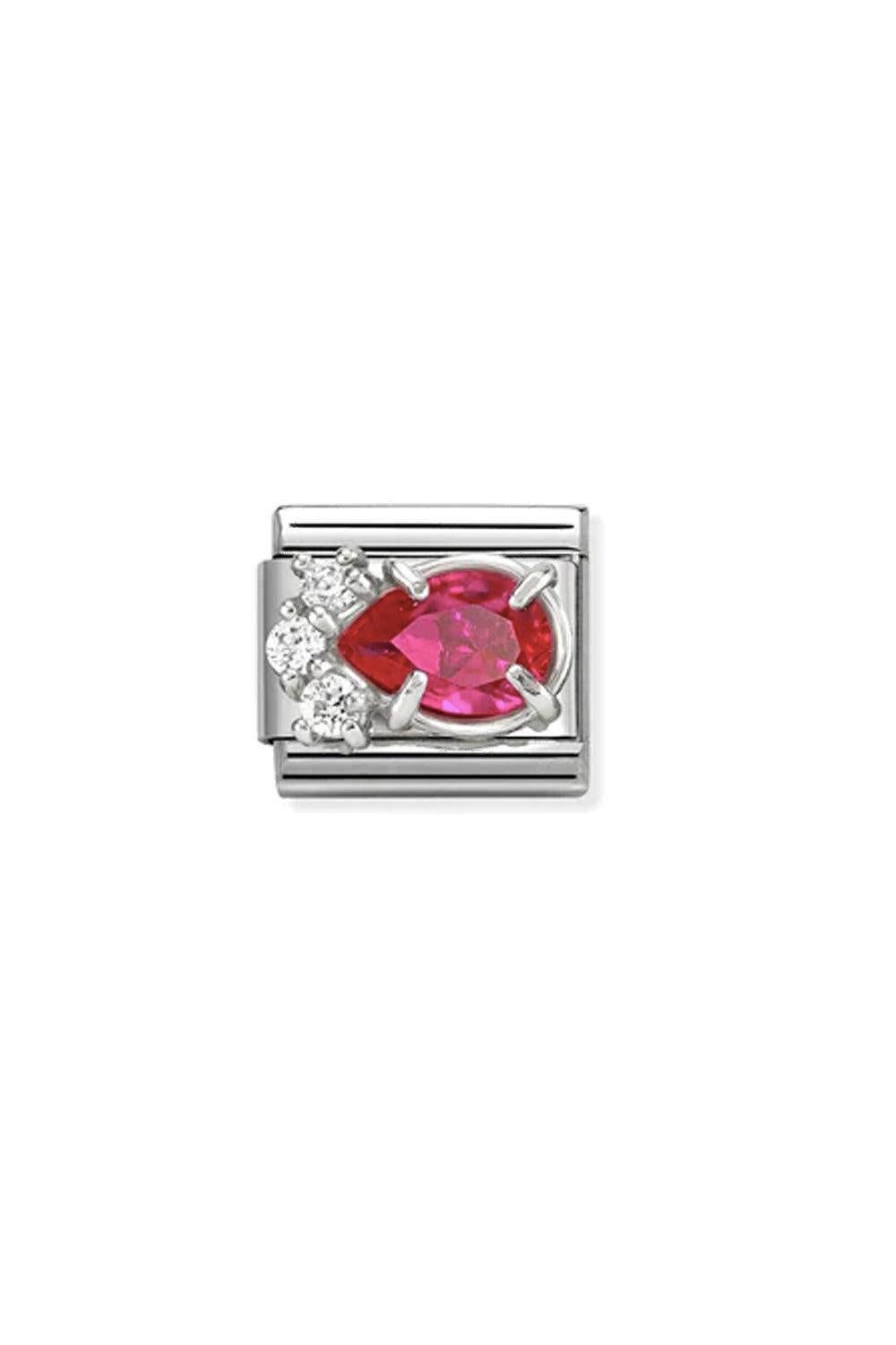 Classic cz & 925 Sterling Silver Red Drop