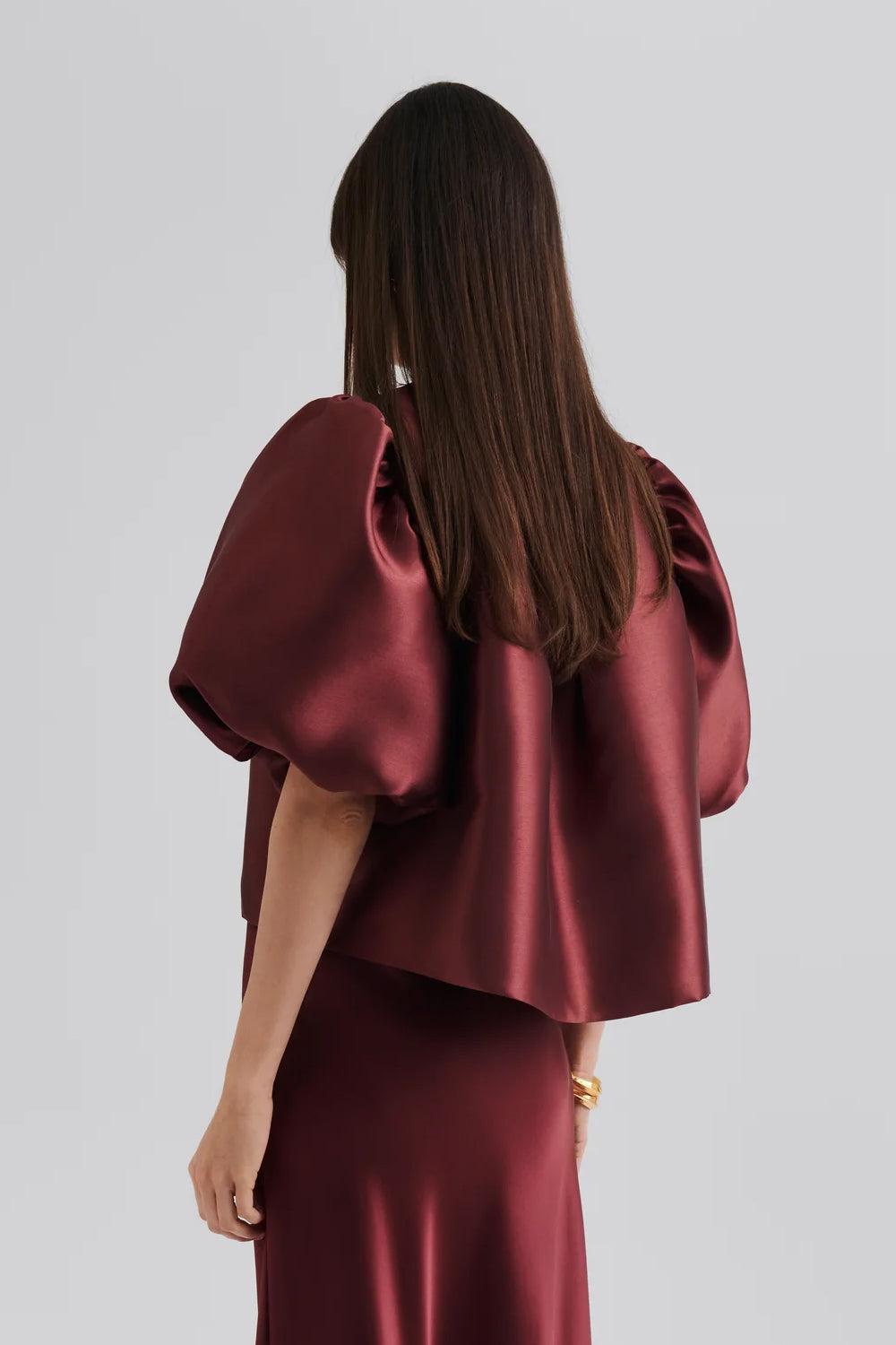 Cleo Pouf Sleeve Blouse Wine