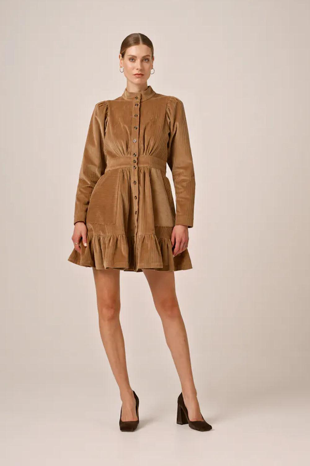 Corduroy Mini Dress Olive