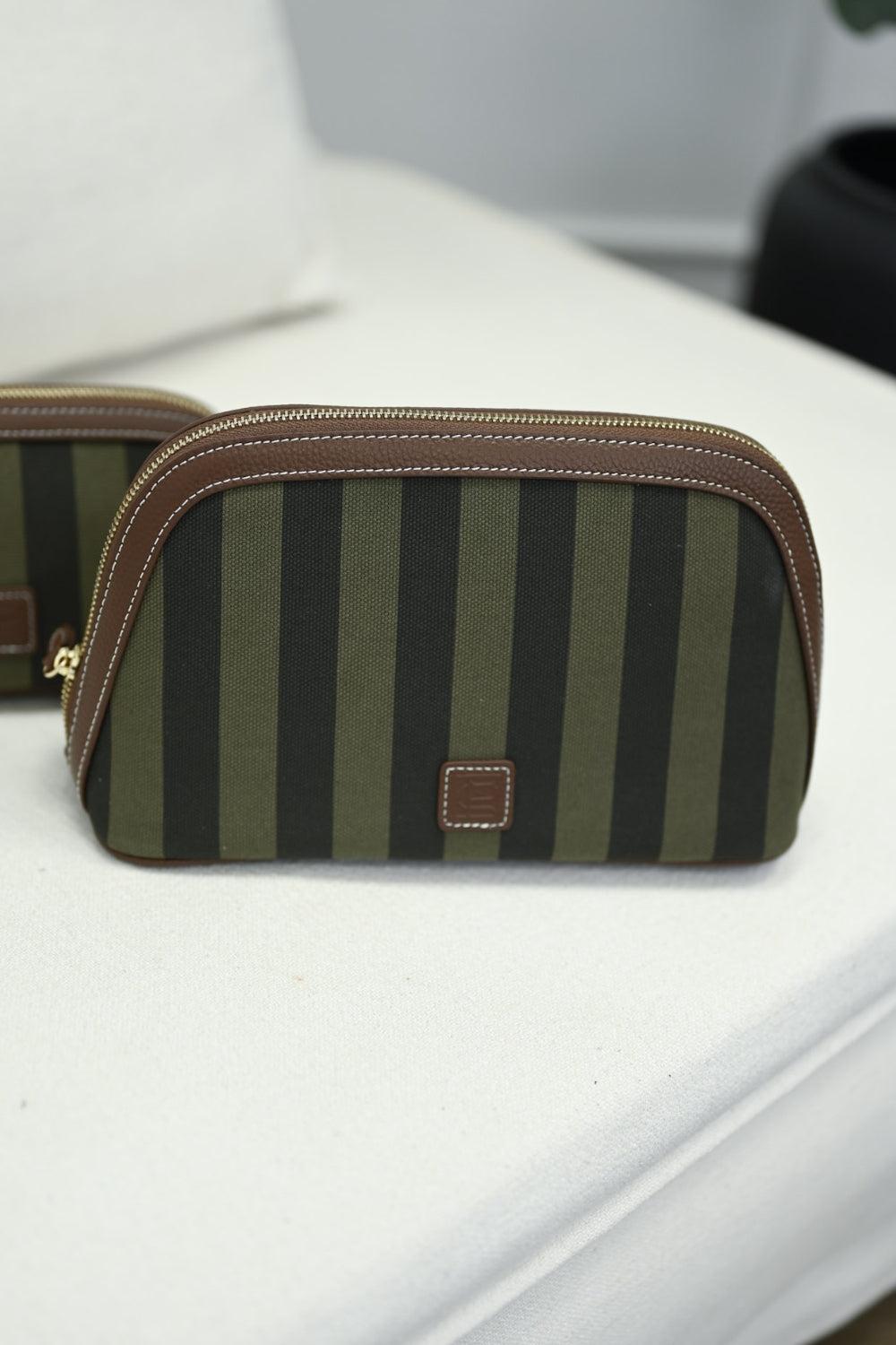 Cosmetic Pouch Large Green Stripe
