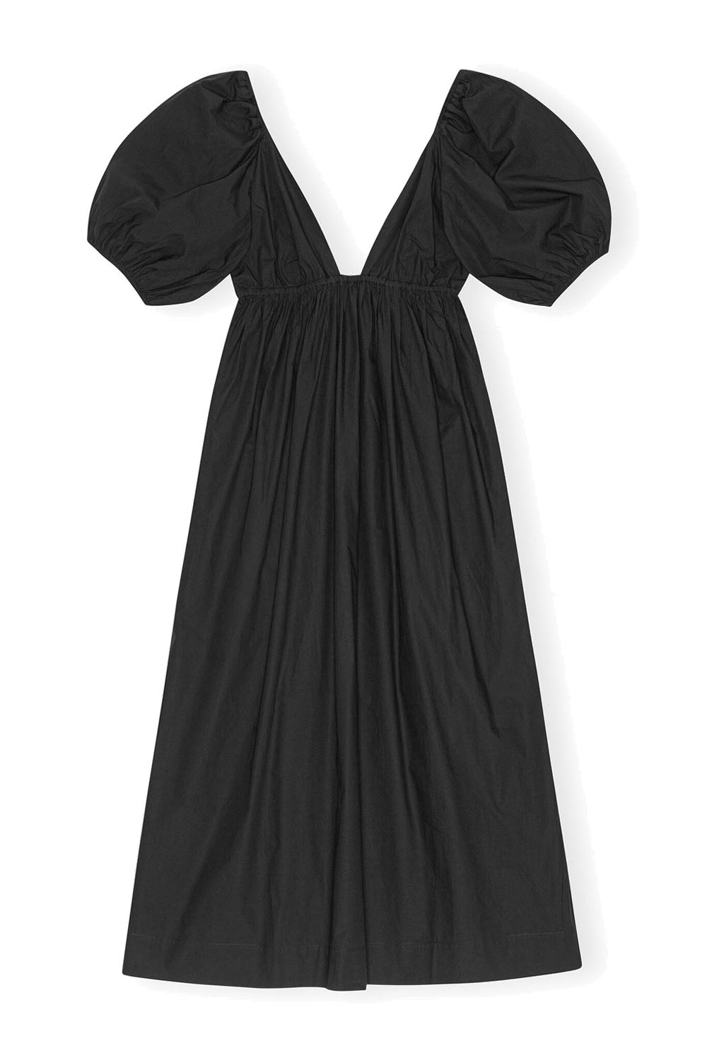 Cotton Poplin Long Dress Black