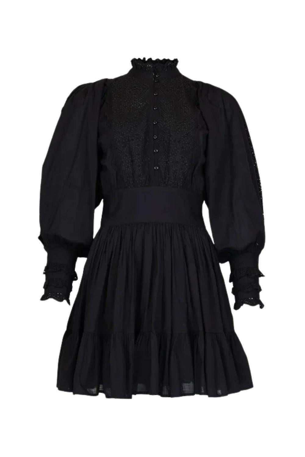 Cotton Slub Mini Dress Black