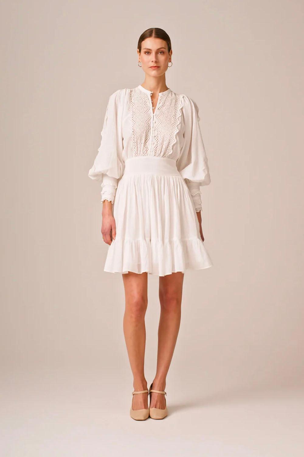 Cotton Slub Mini Dress Perfect White