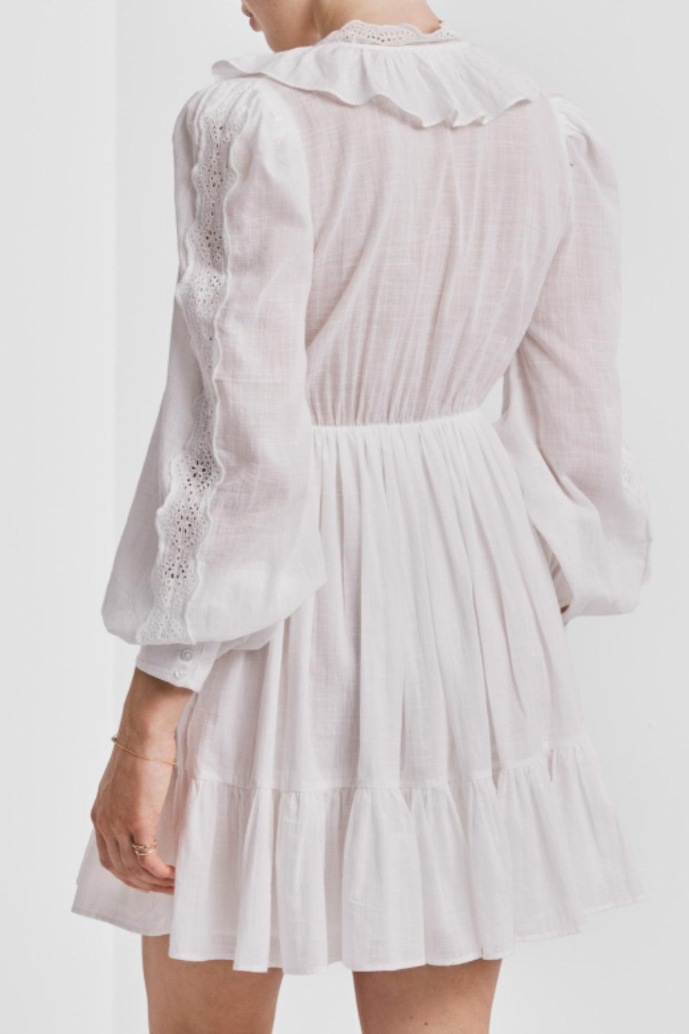 Cotton Slub V-Neck Dress White