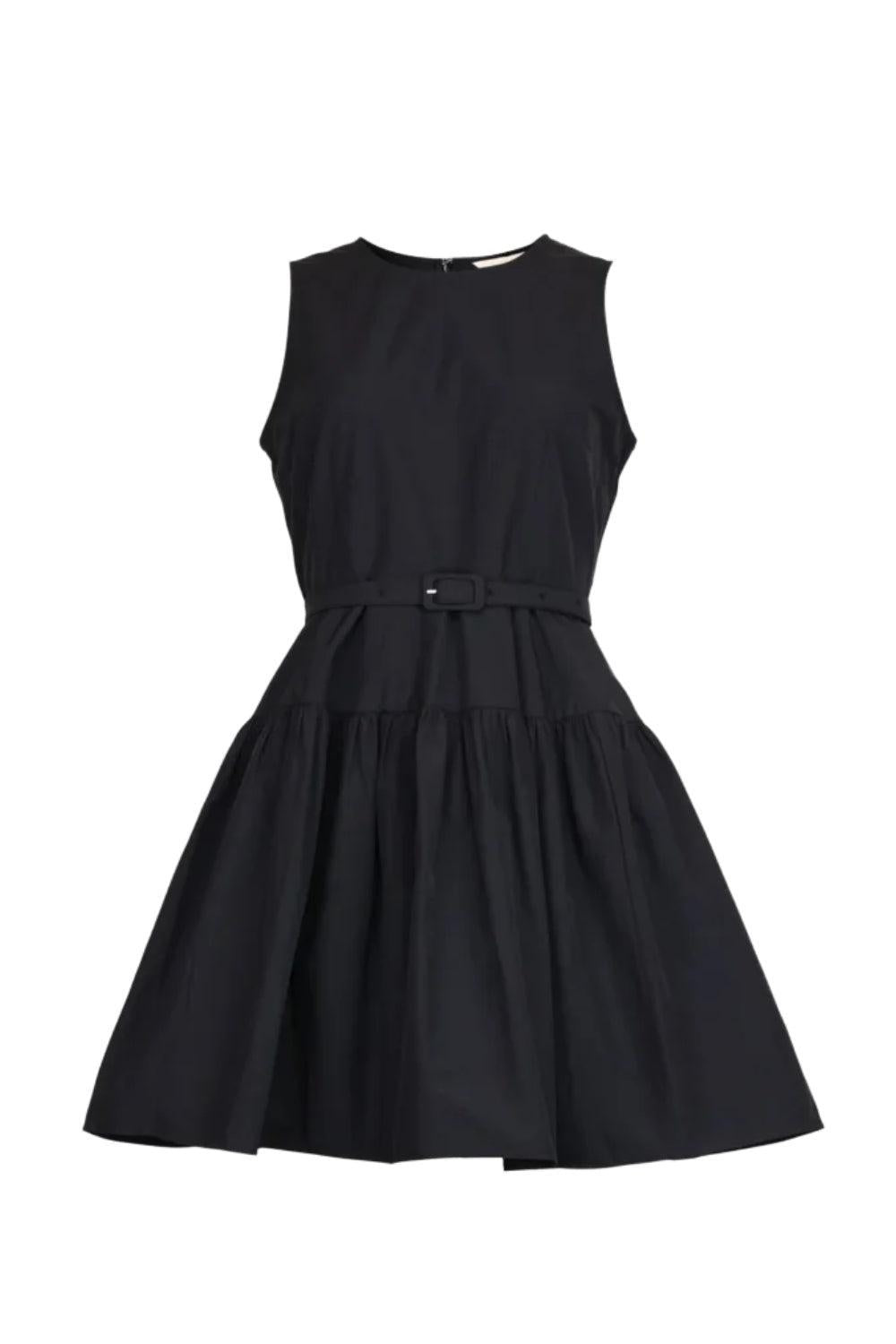 Cotton Taffeta Mini Dress Black