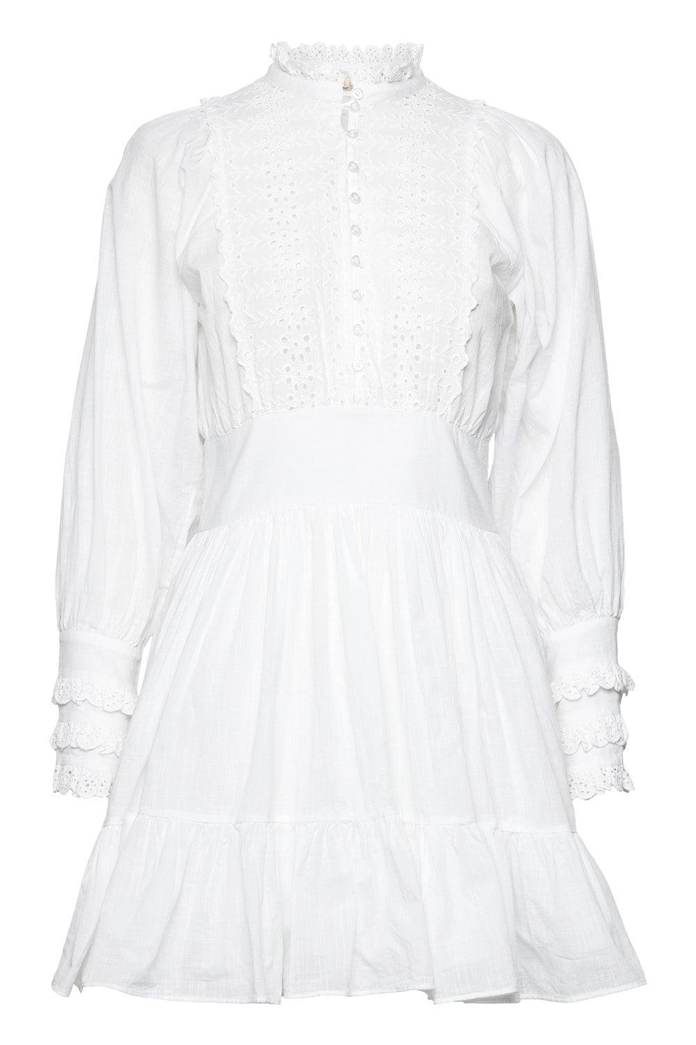 Cotton slub mini dress white