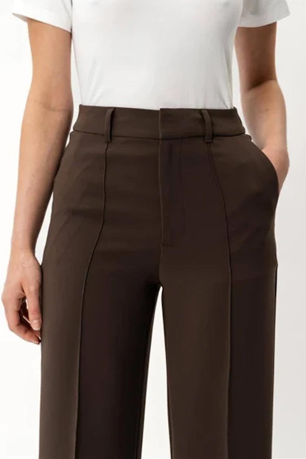 Crepe relaxed trouser dark brown 32"