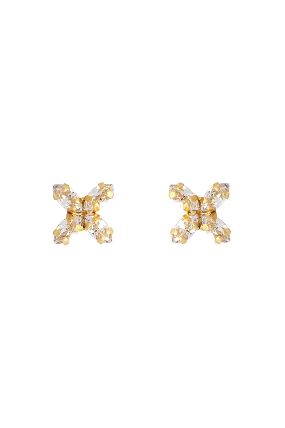 Crystal Mini Star Earrings Gold Crystal