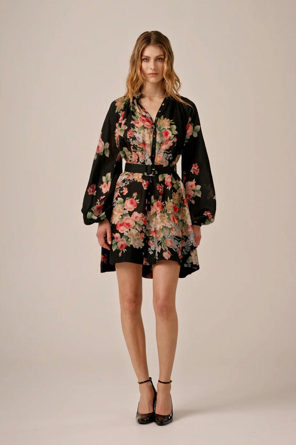 Cupro Button-Down Dress Flower Market