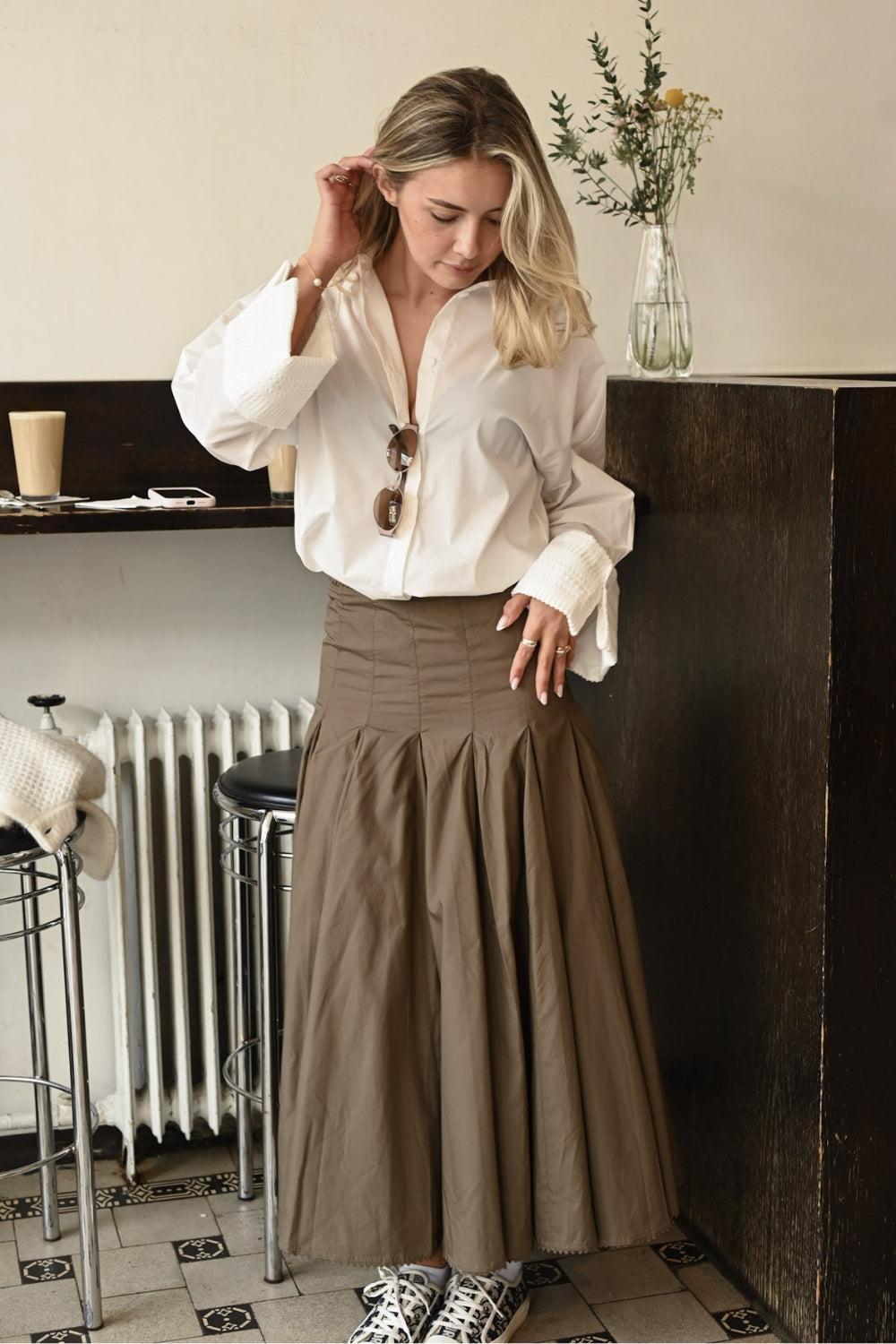 Dasha Poplin Skirt Brown