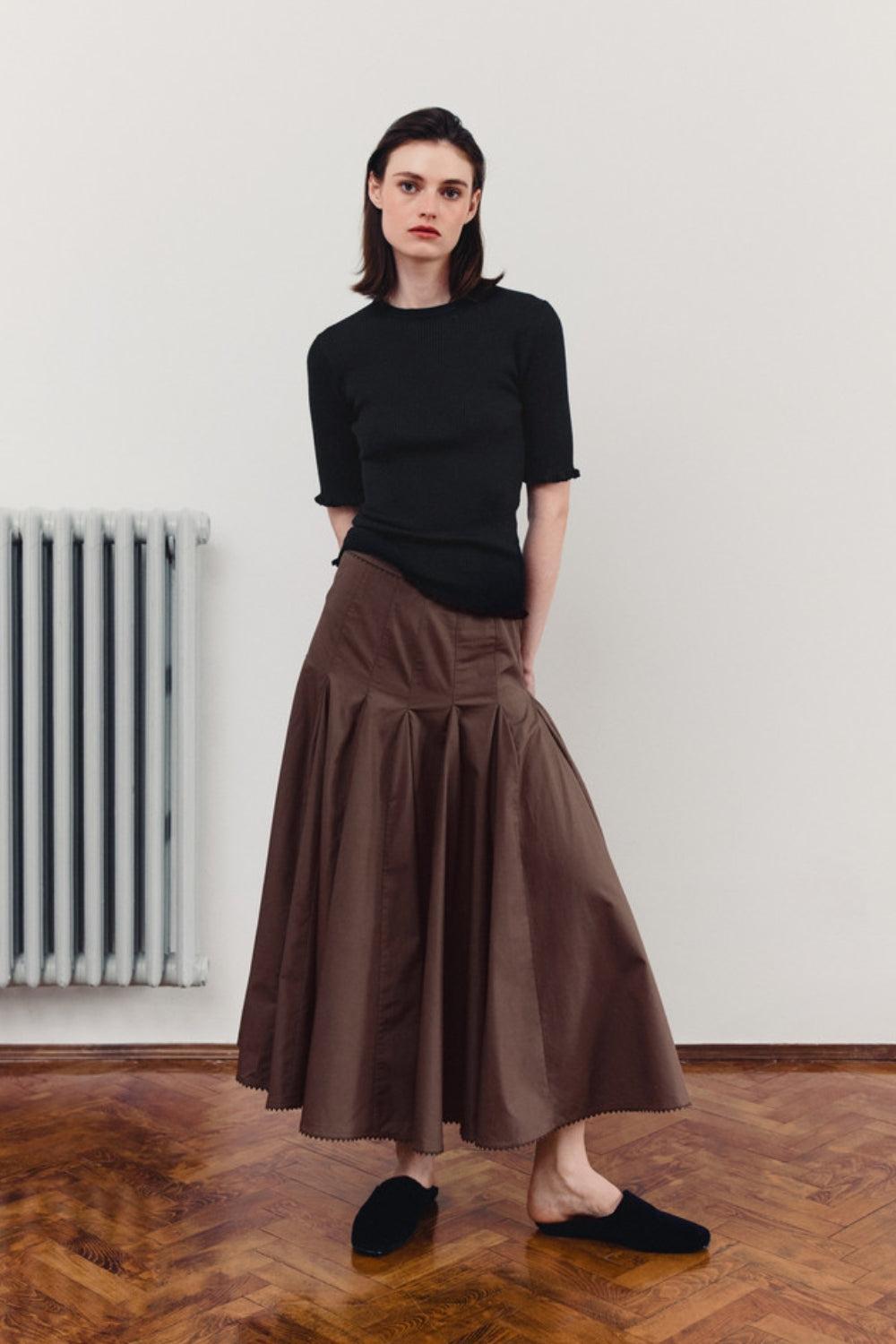 Dasha Poplin Skirt Brown