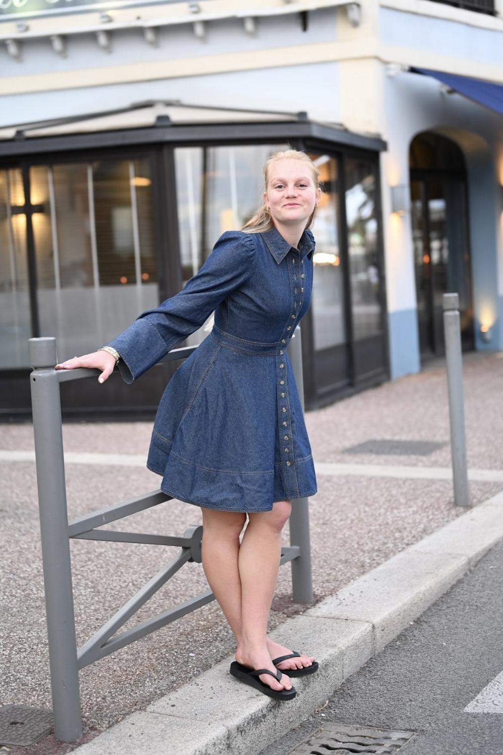 Denim Mini Dress Dark Blue