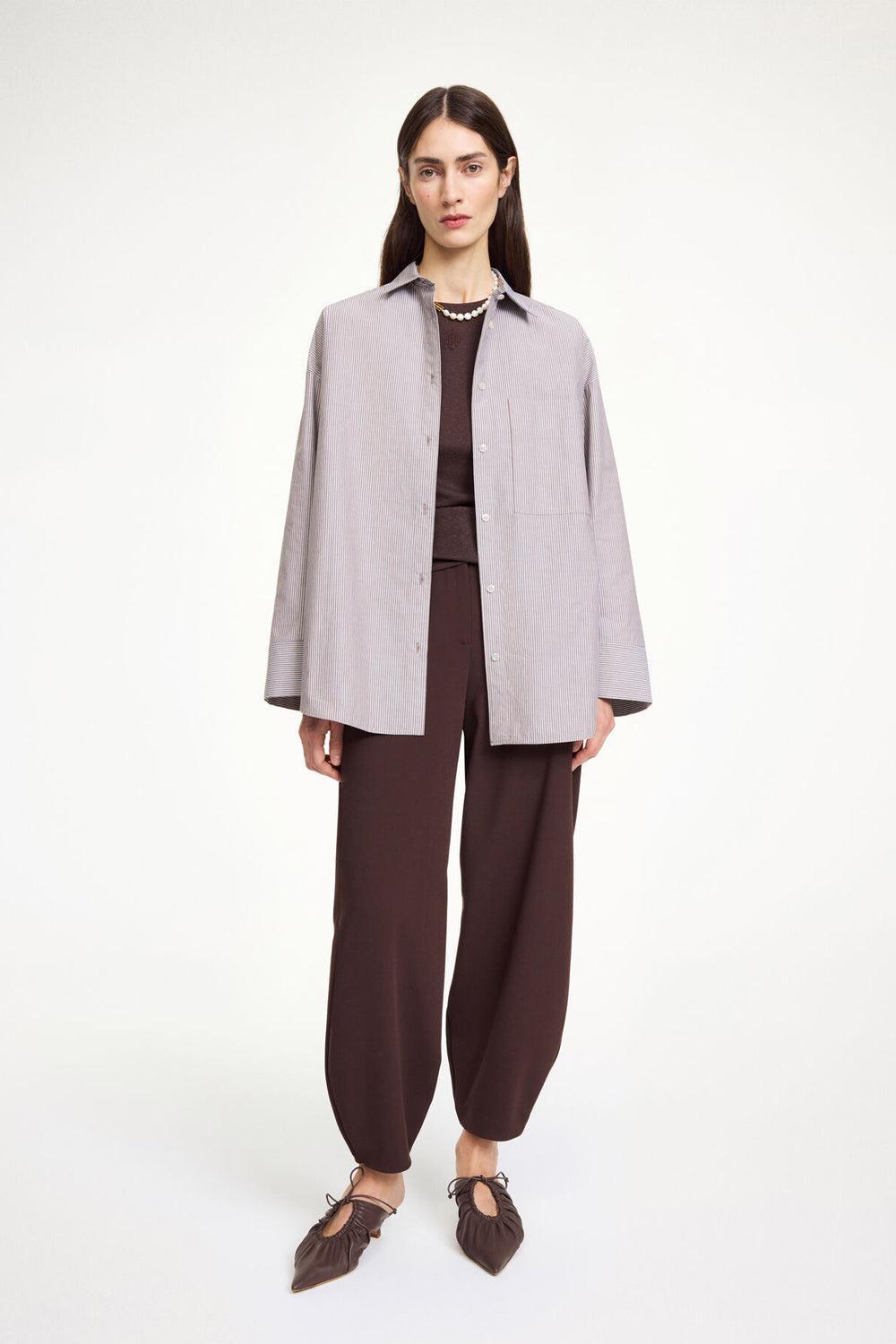 Derris Shirt Thin brown stripe