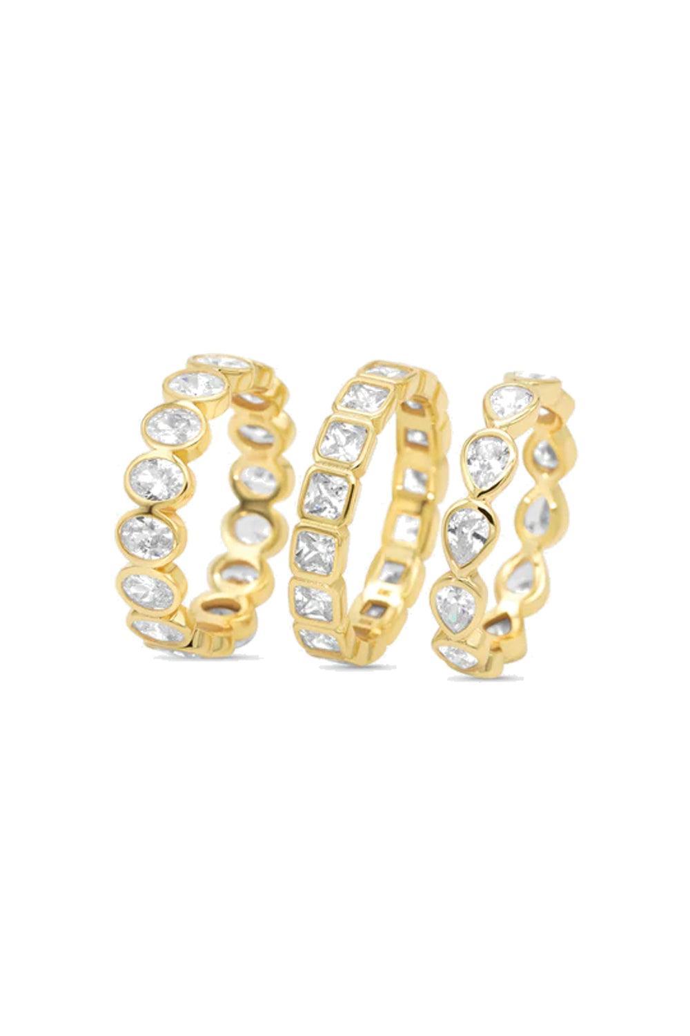 Diamond Band Ring Square Gold