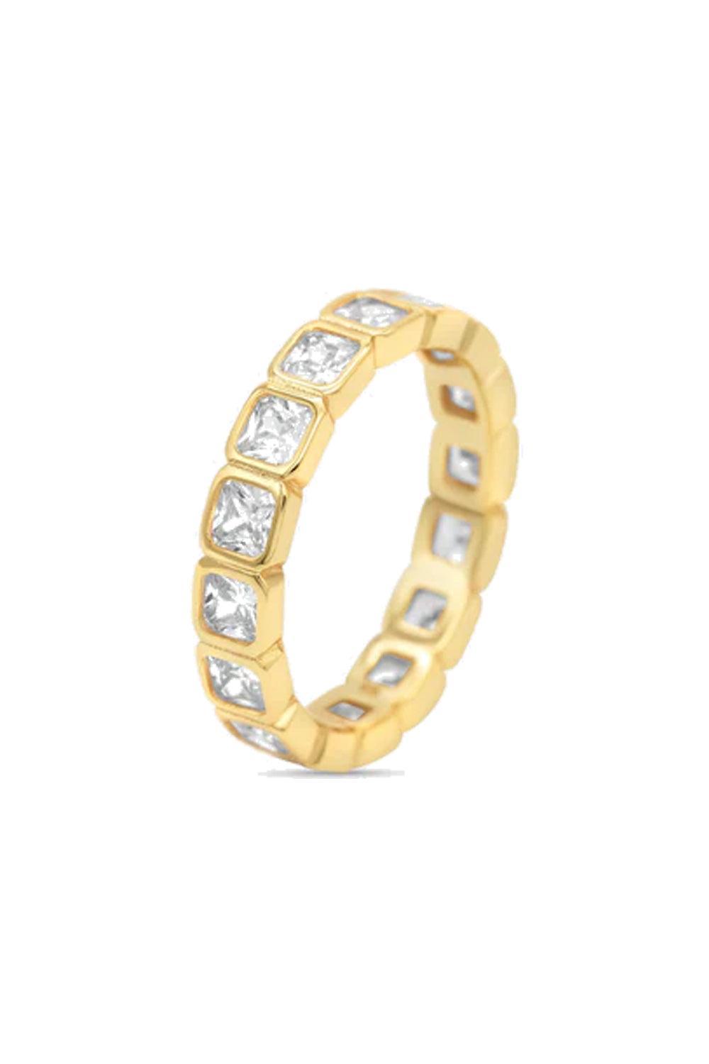 Diamond Band Ring Square Gold