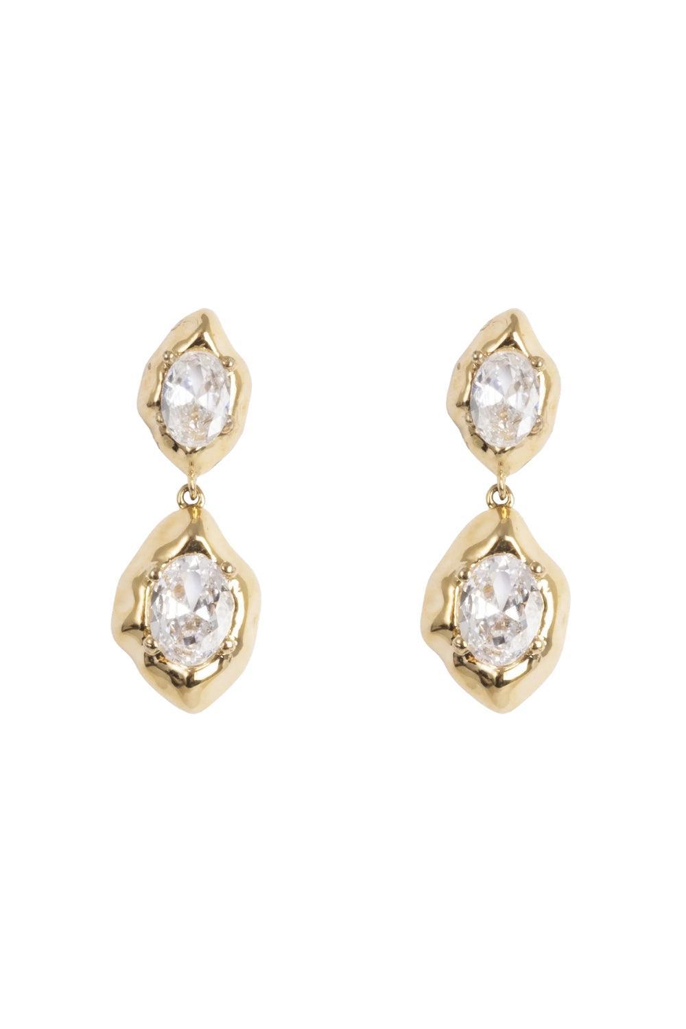 Double Crystal Earrings Steel 14K