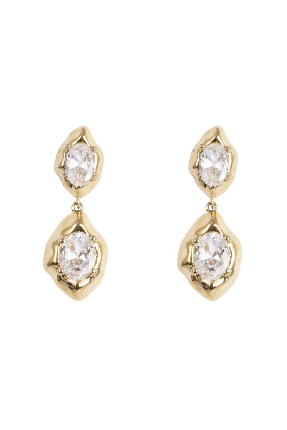 Double Crystal Earrings Steel
