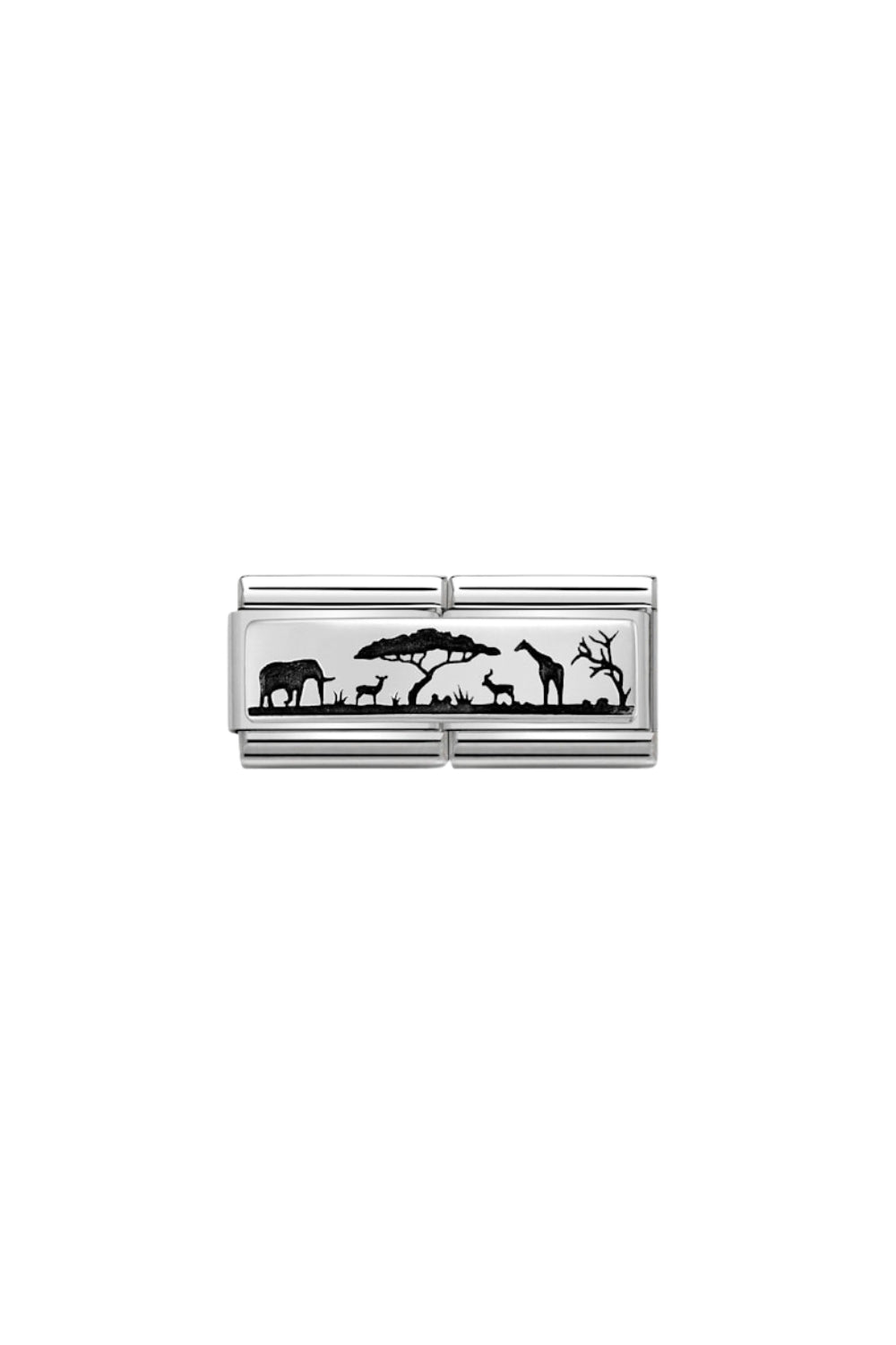 Double Engraved Steel And 925 Sterling Silver Custom Skyline Savana