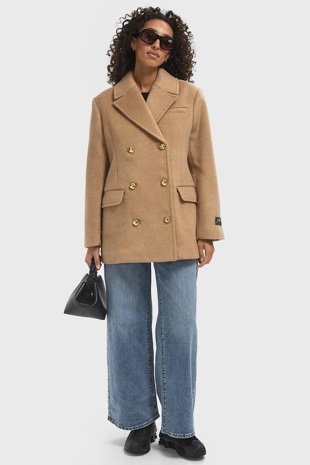 Double Faced Wool Double breasted Blazer Latte