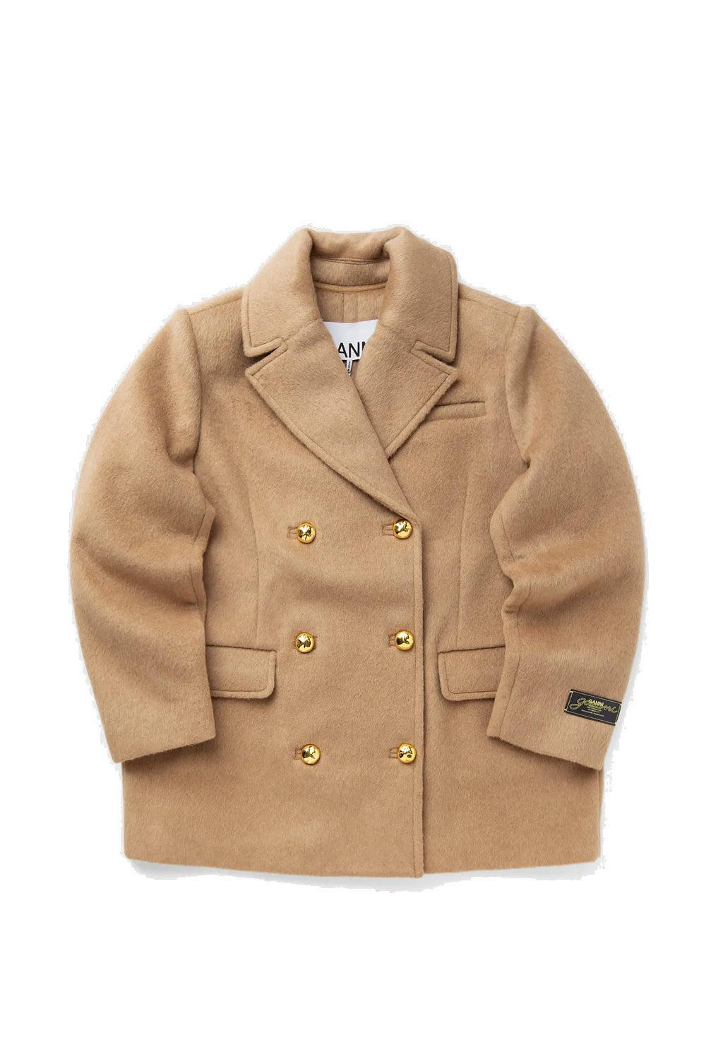 Double Faced Wool Double breasted Blazer Latte