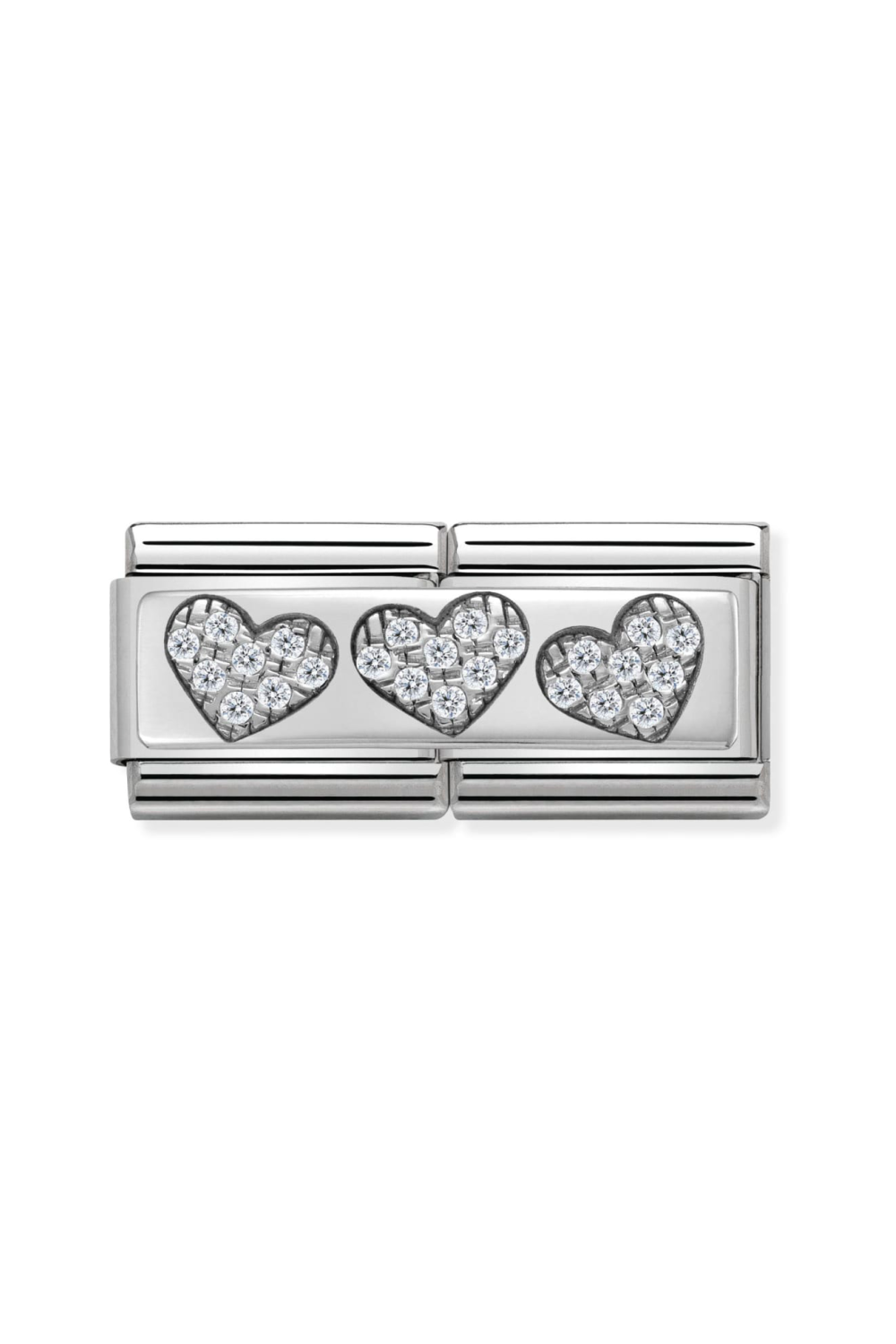 Double Rich 925 Sterling Silver & CZ, 3 Hearts