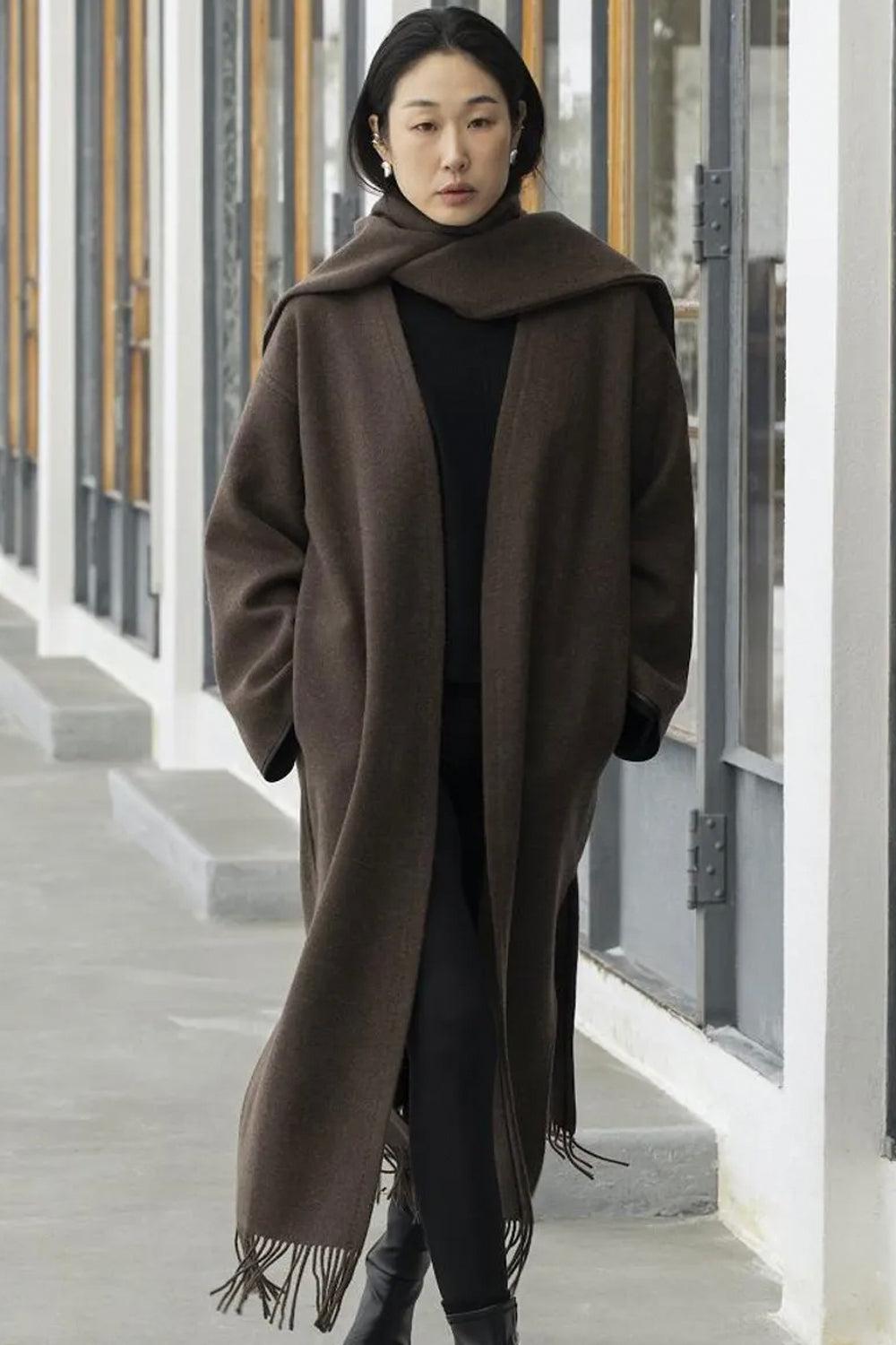 Eliza Lambswool coat Brown Mel