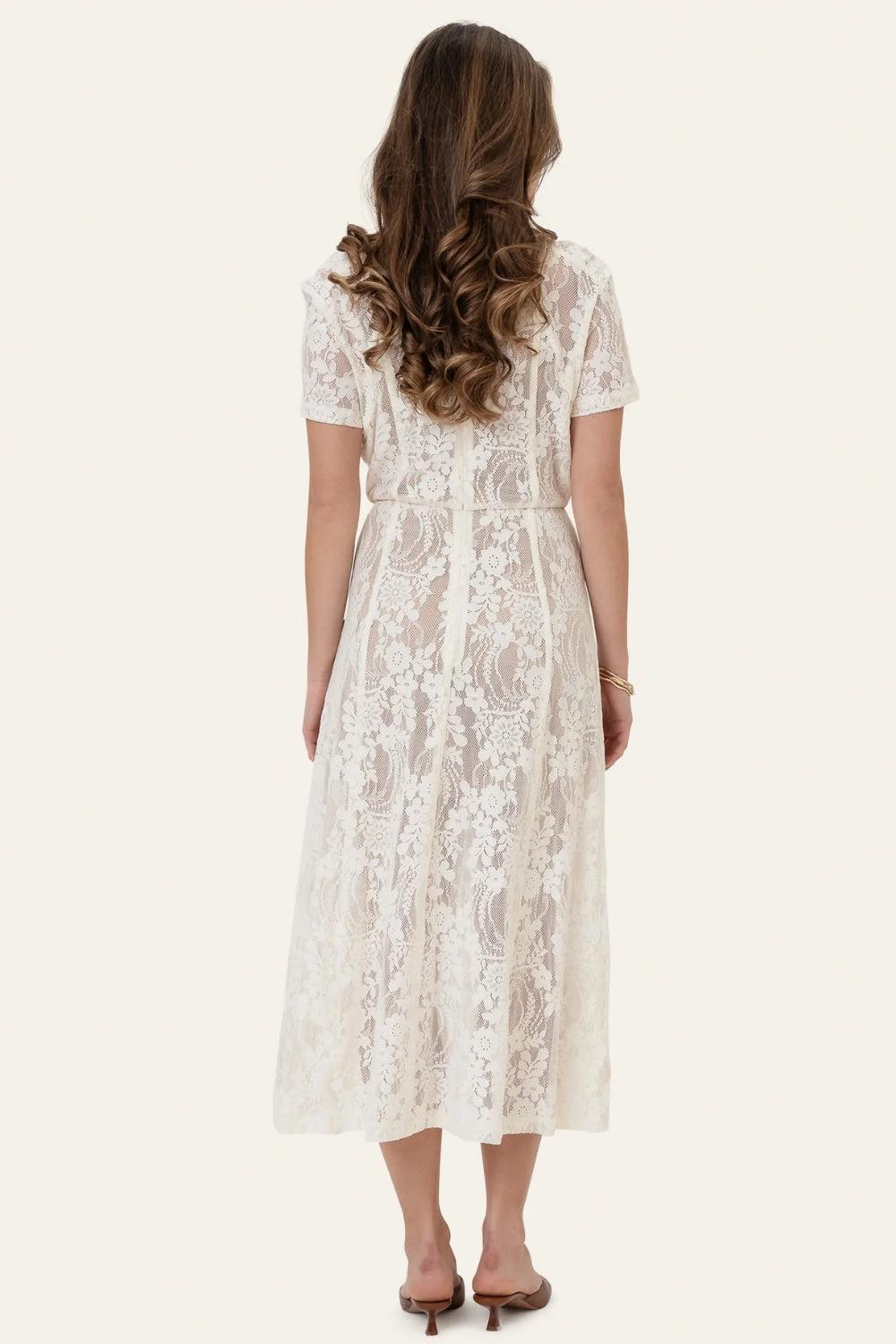 ElliaIc Long Dress Off White Lace