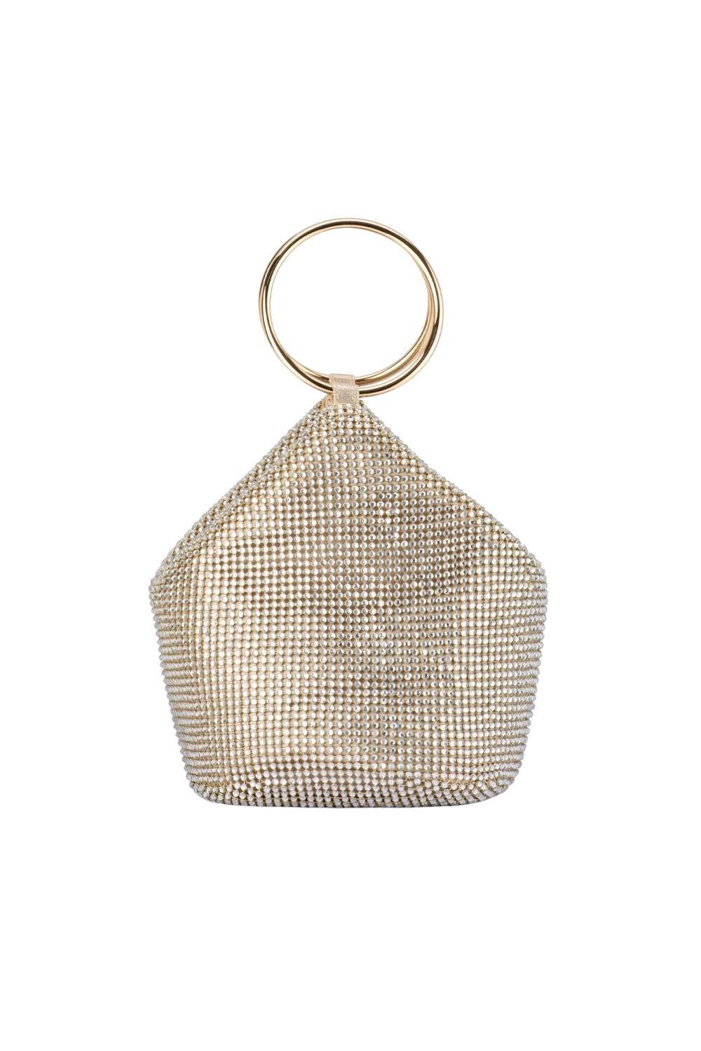 Ellie Crystal Mesh Handle Bag Champagne