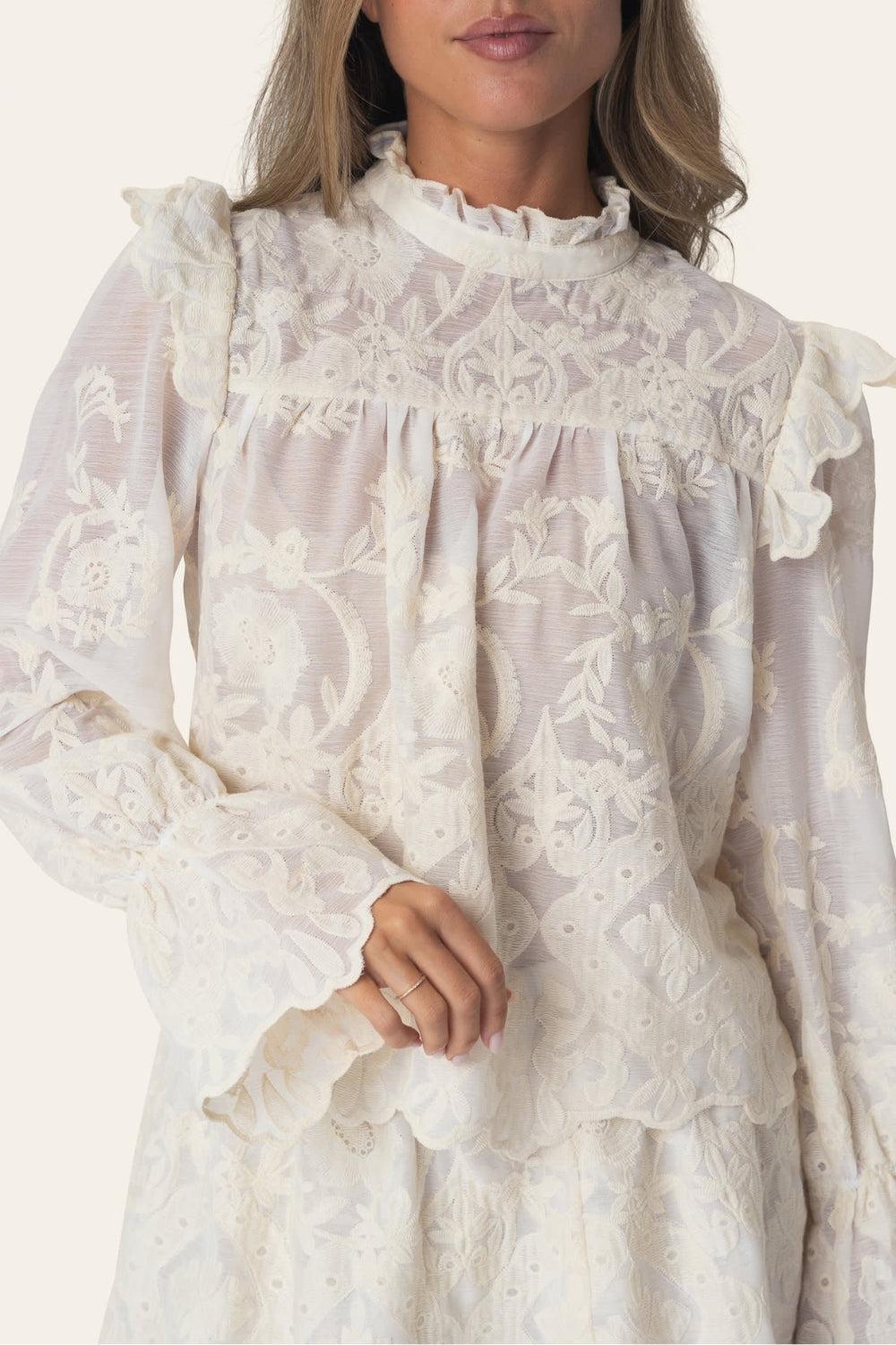 EllinorIC Lace Shirt Vintage White