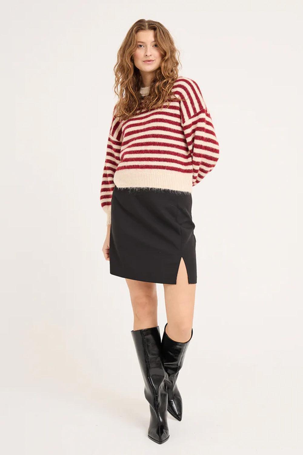Else Knit Pullover Off white/bordeaux