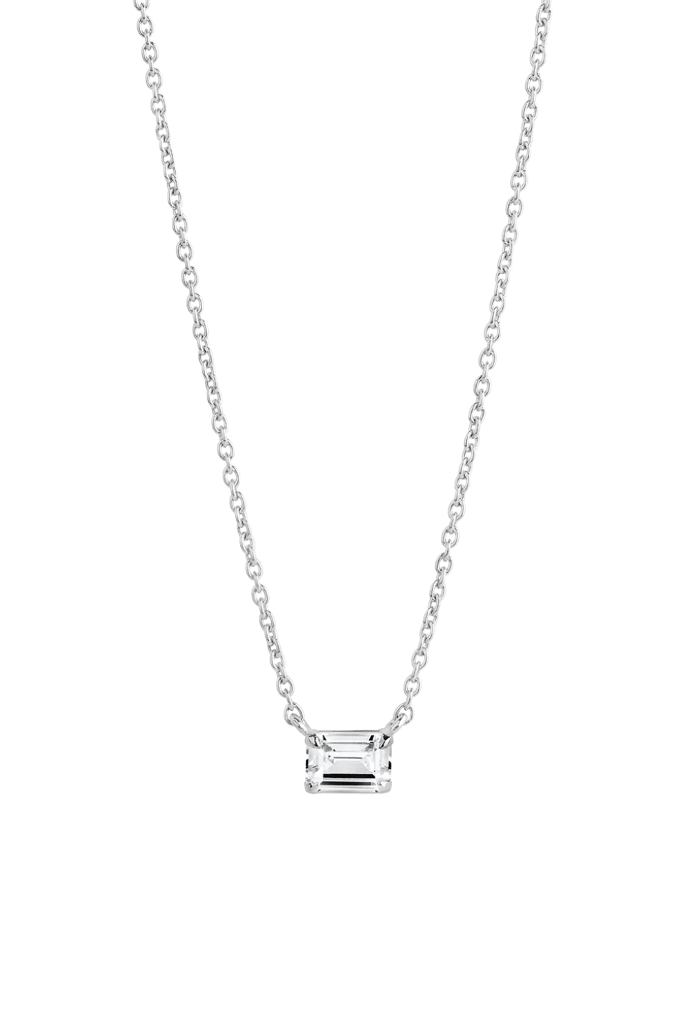 Emerald Chain Necklace Silver