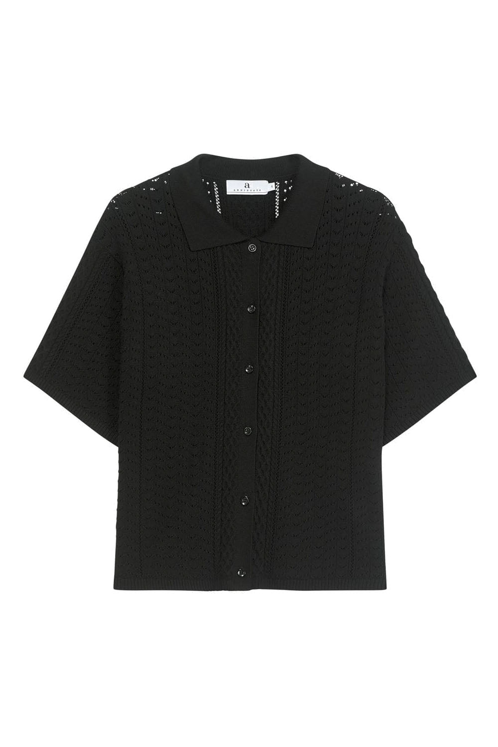 Emilie Mix Knit Shirt Black