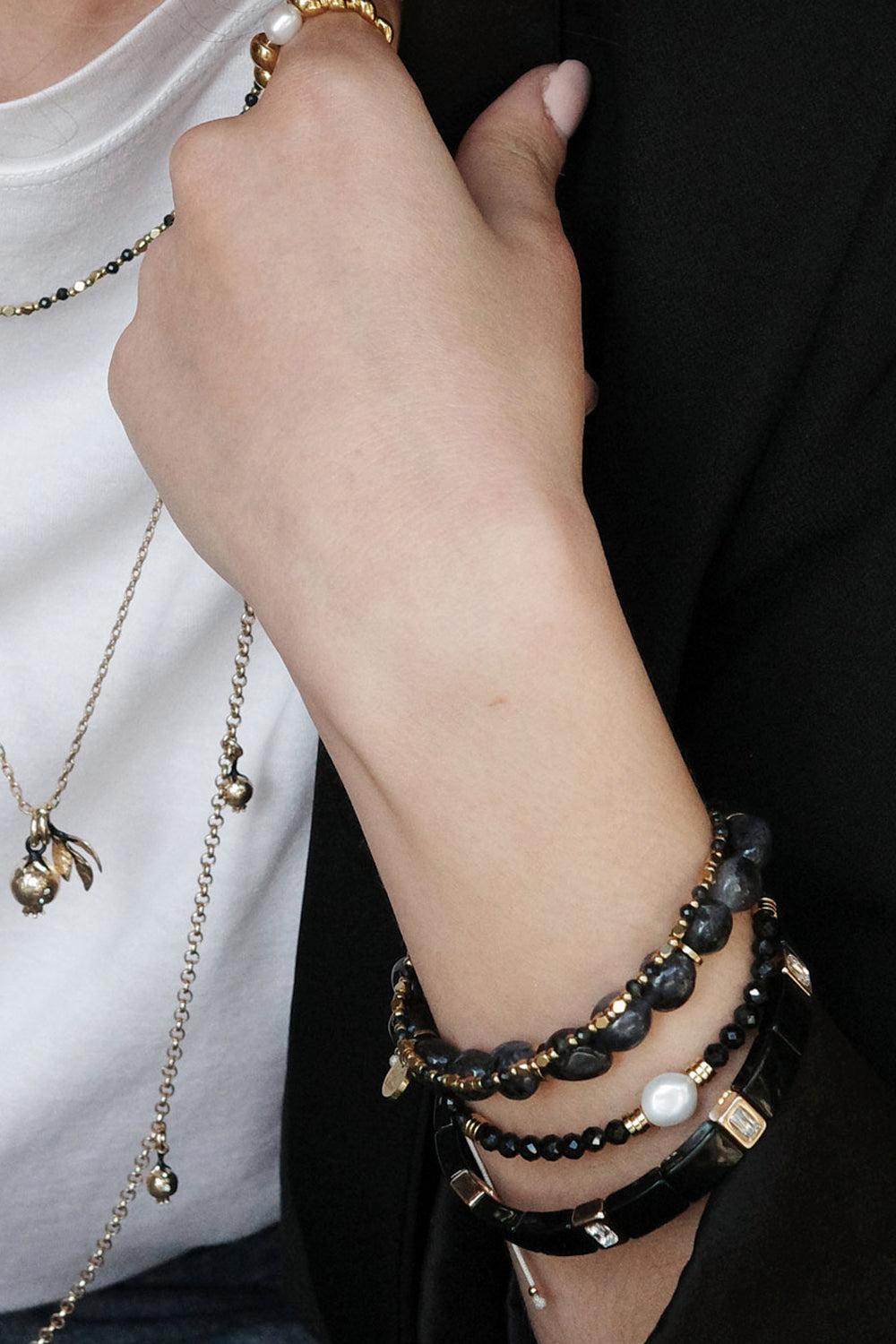 Enamel Tile Black Crystal Bracelet