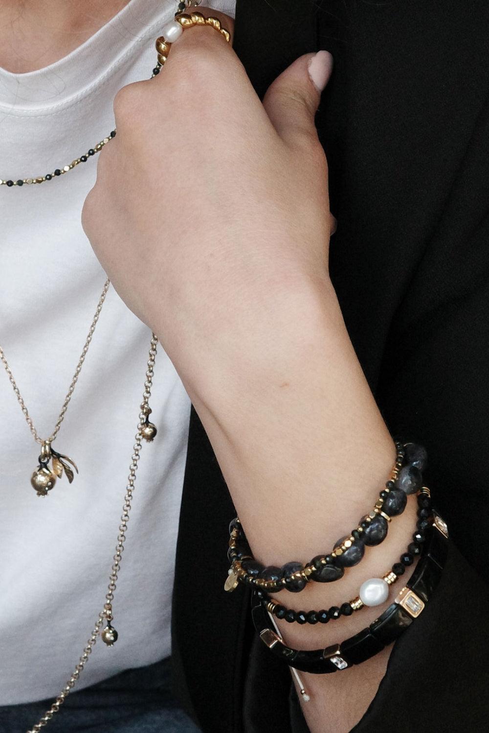 Enamel Tile Black Crystal Bracelet