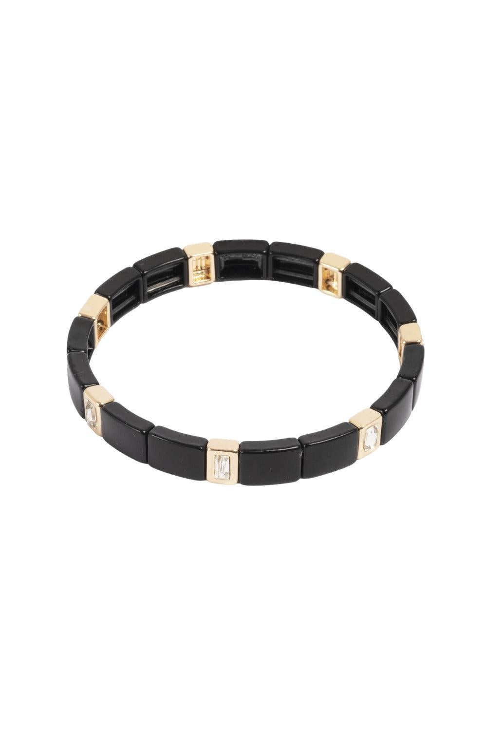 Enamel Tile Black Crystal Bracelet