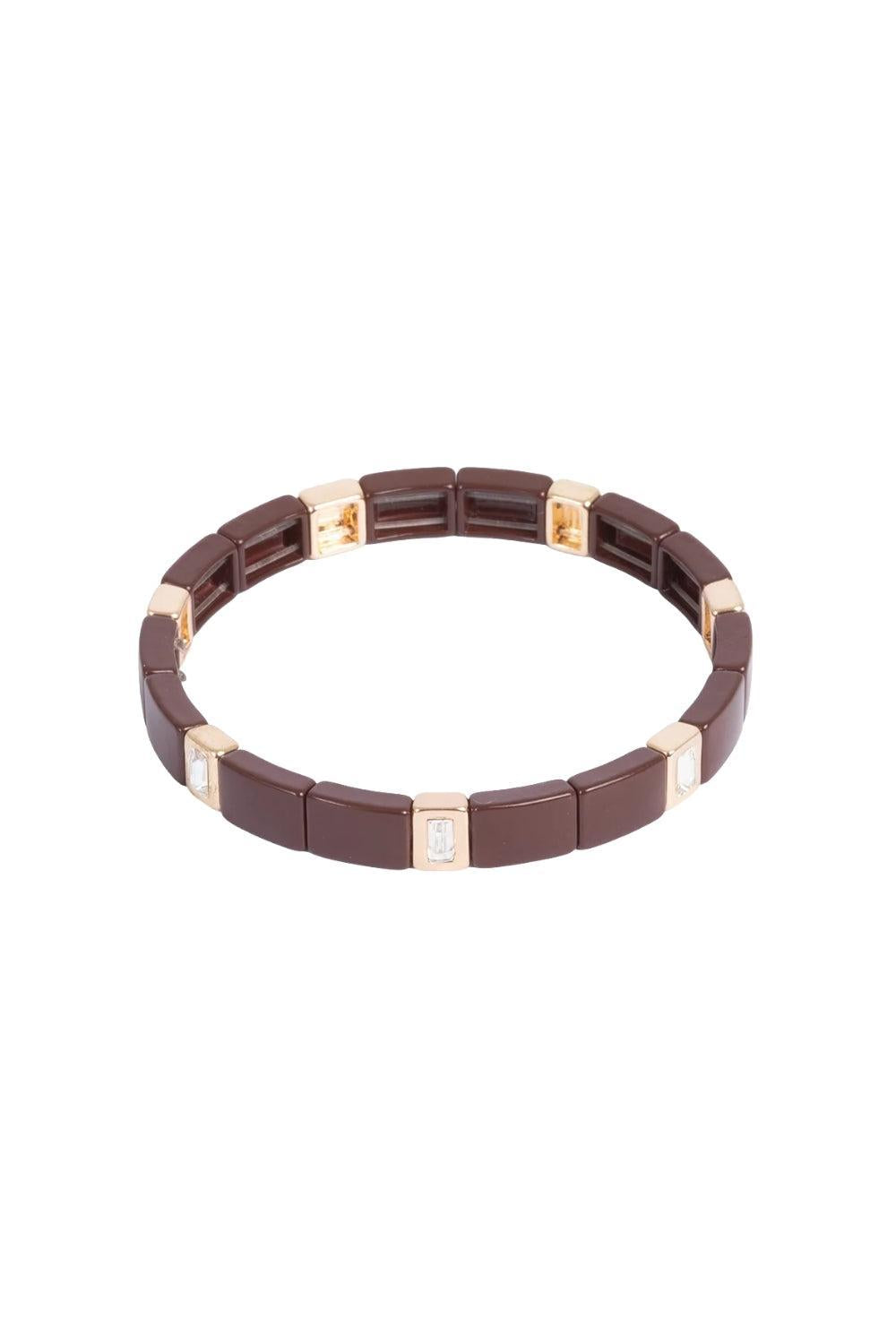 Enamel Tile Choco Brown Crystal Bracelet