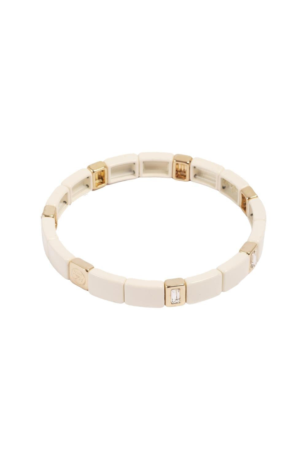 Enamel Tile Cream Crystal Bracelet