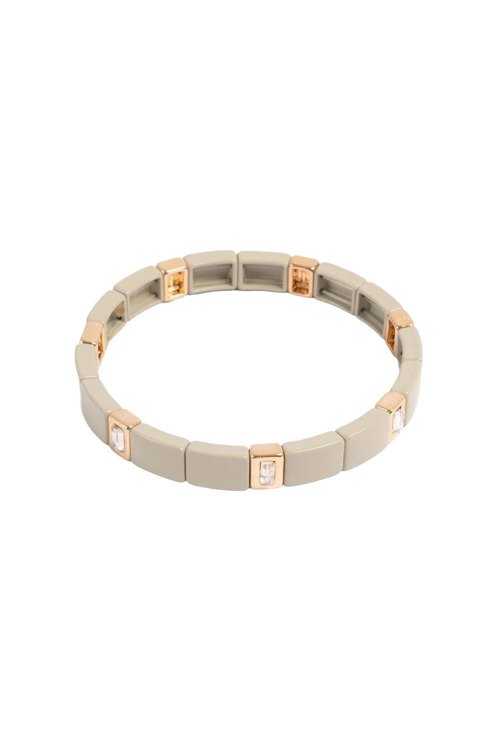 Enamel Tile Khaki Crystal Bracelet