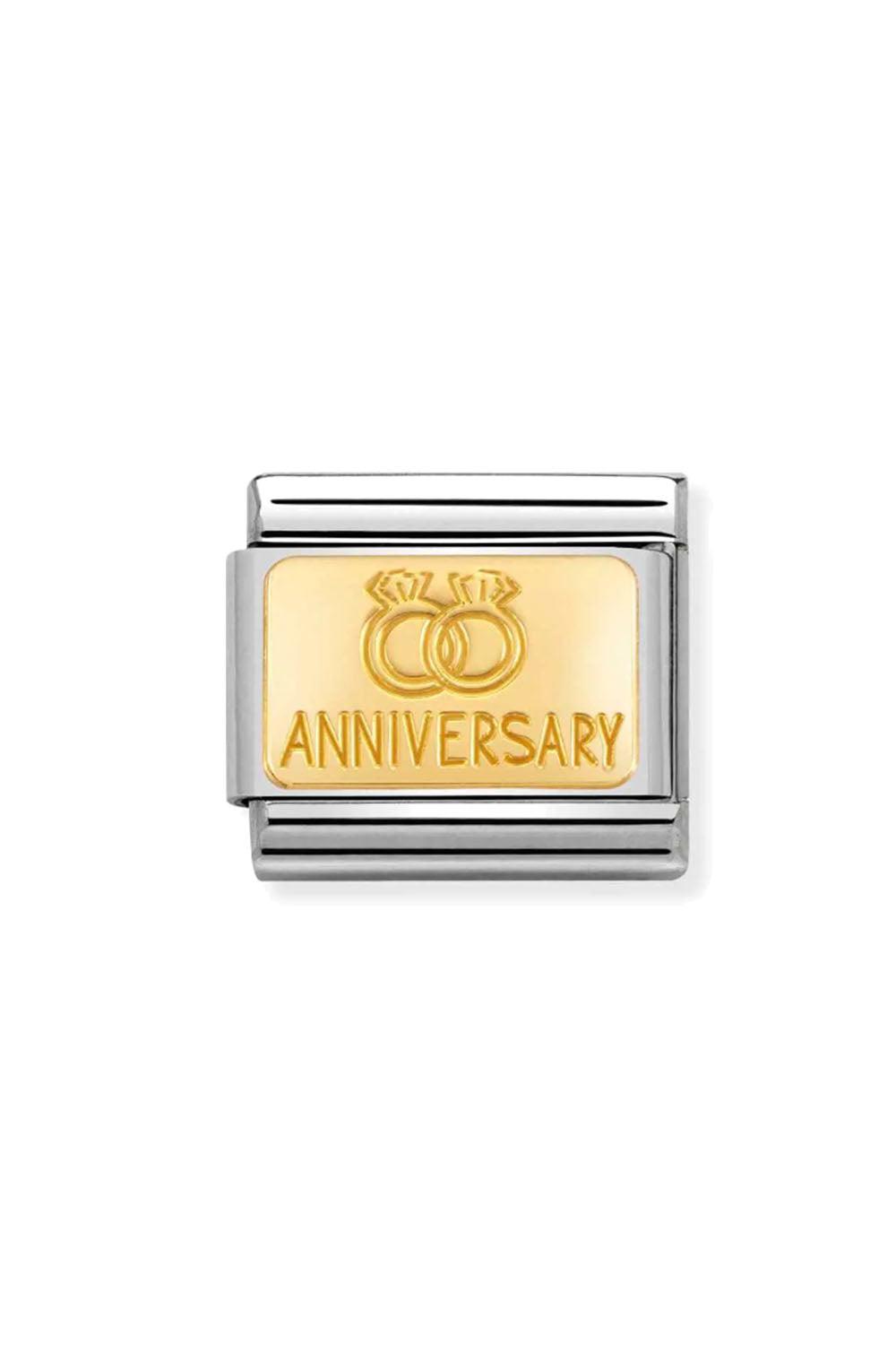 Engraved signs 18k Gold Anniversary with wedding rings