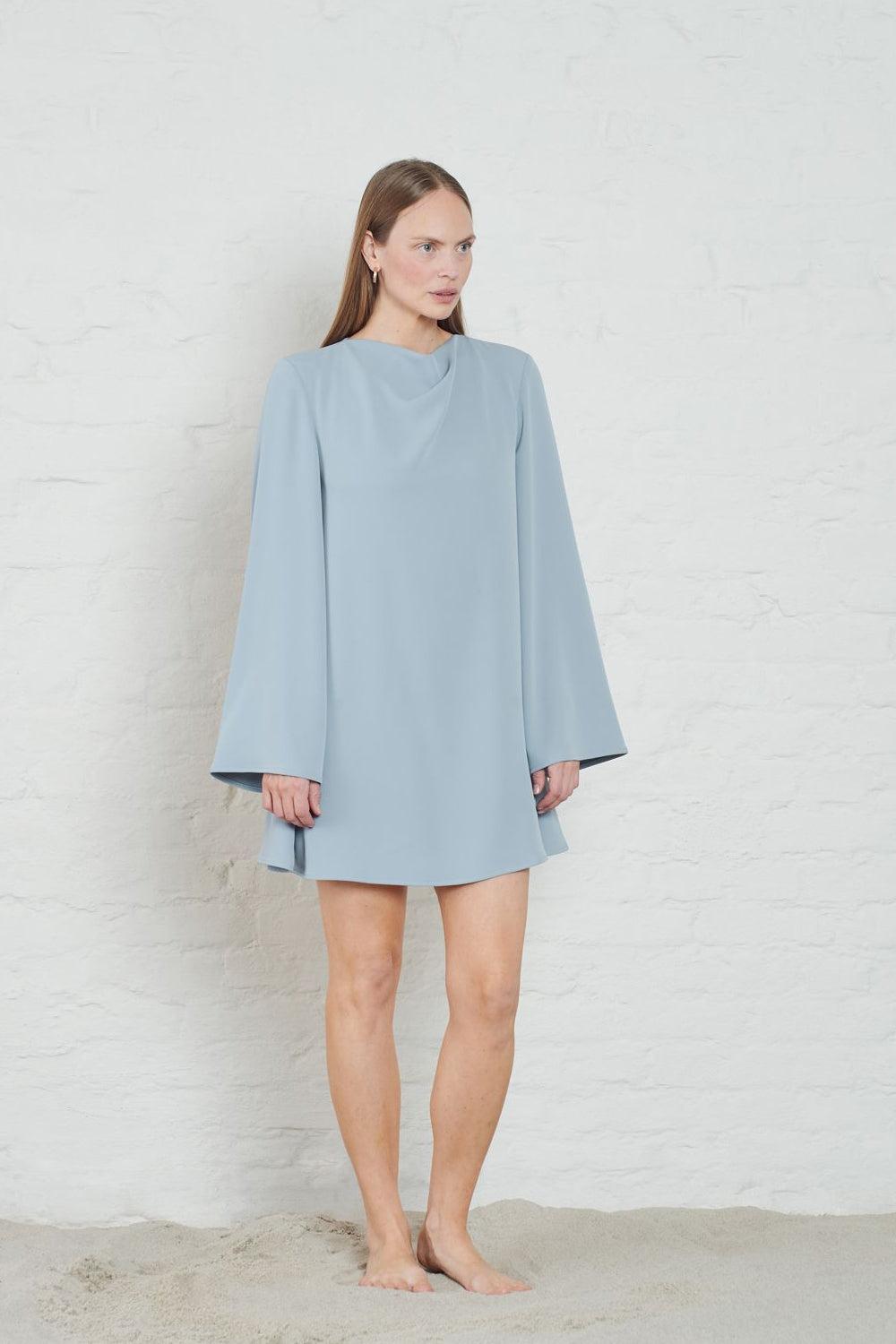 Erin Crepe Dress Pale Blue