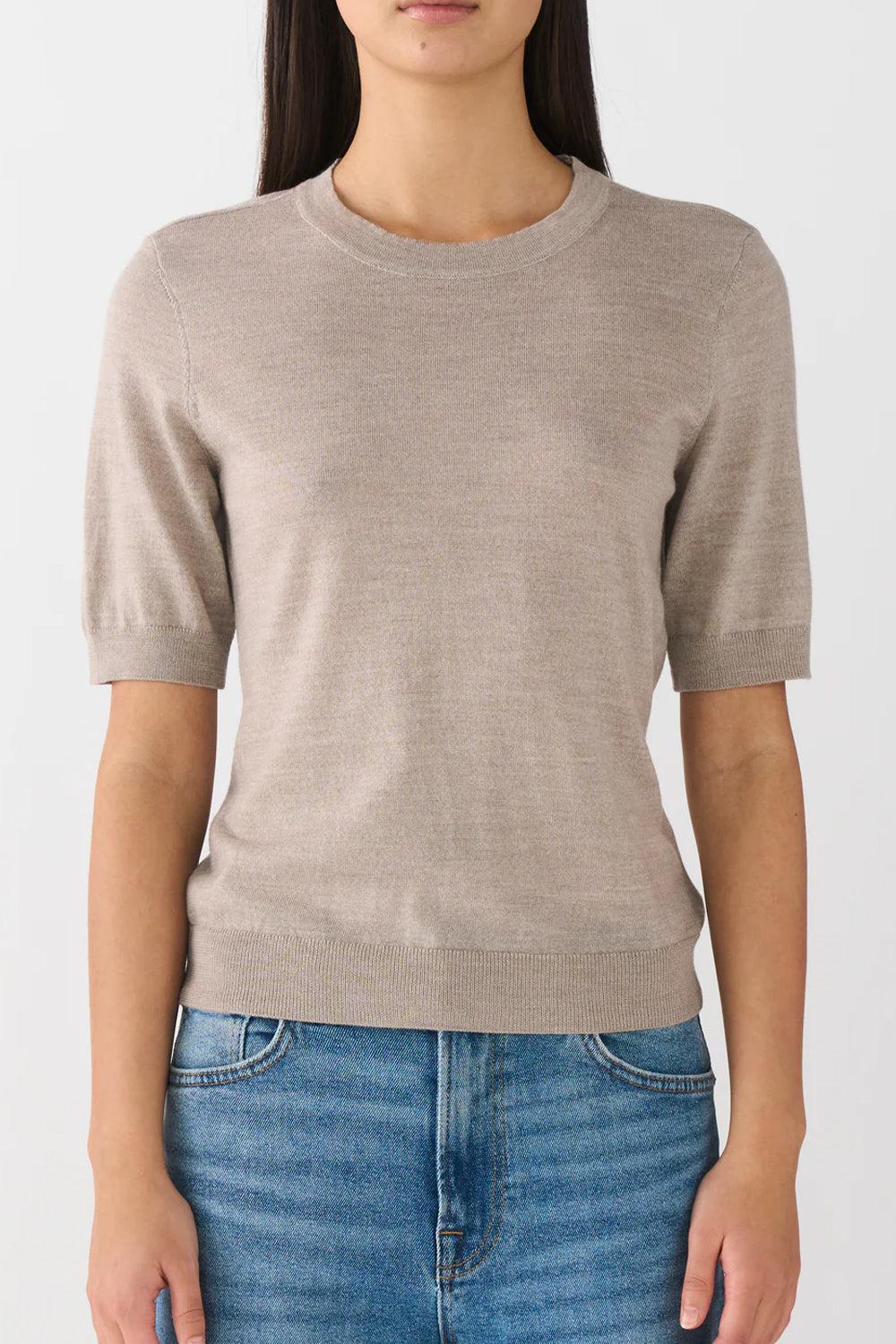 Essex SS O-neck knit beige melange