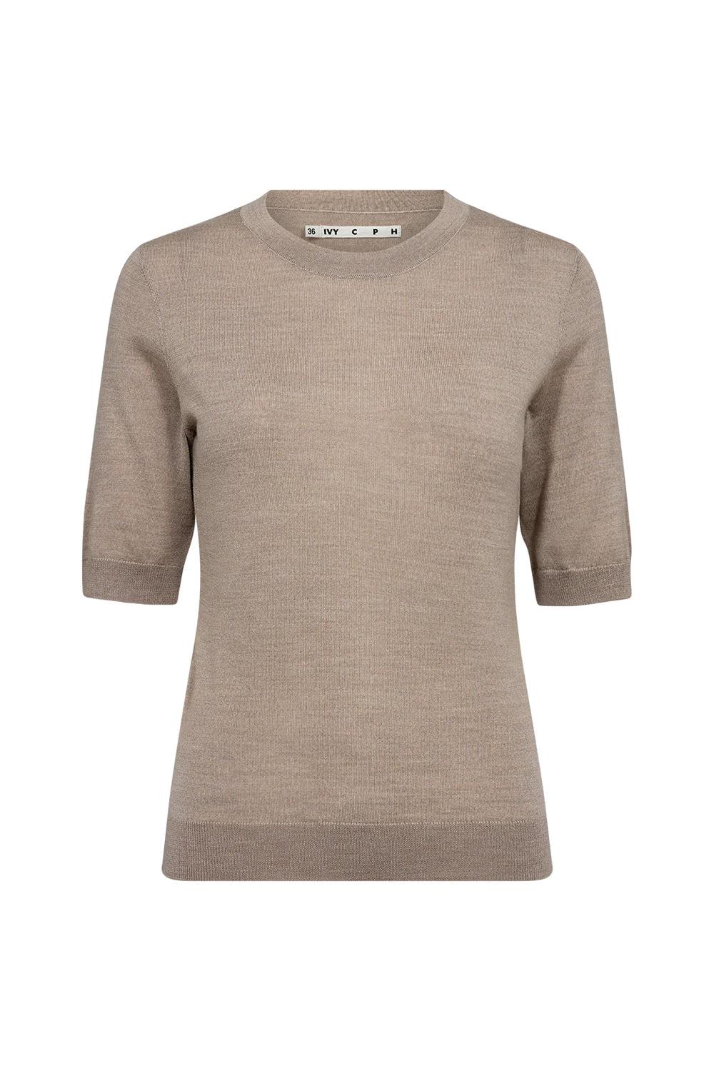 Essex SS O-neck knit beige melange