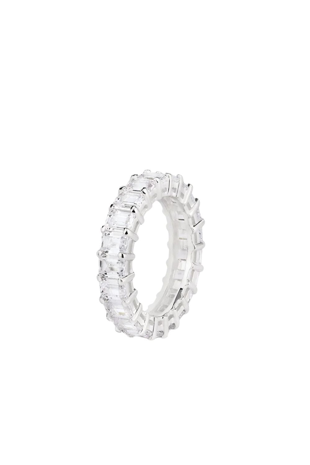 Eternity Emerald Ring Silver