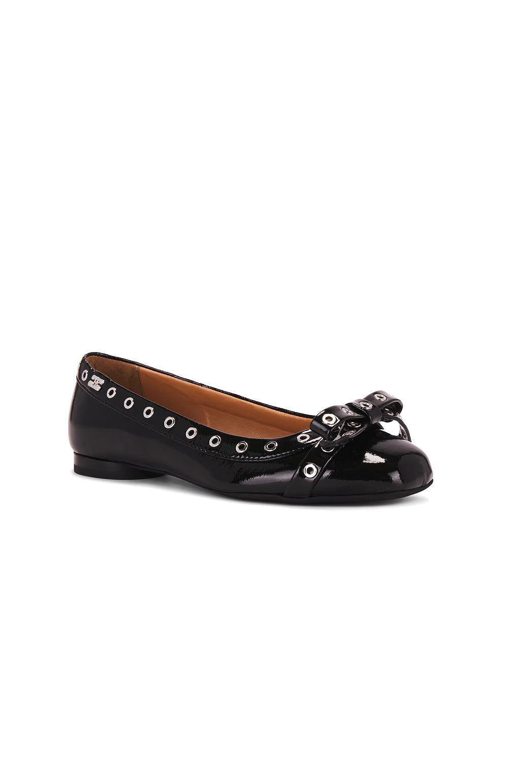 Eyelets Bow Ballerina Naplack Black